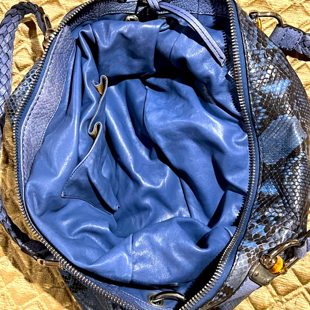 Authentic Large Gucci Blue Python Shoulder Bag - image 5
